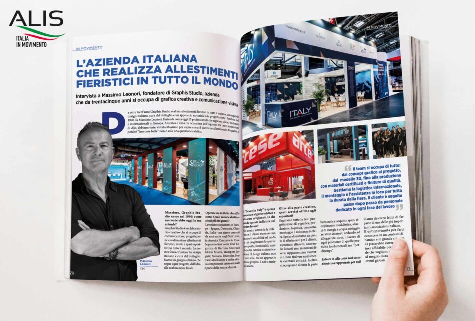 Graphis Studio su ALIS Magazine: l’arte degli allestimenti fieristici nel mondo raccontata dal nostro CEO Massimo Leonori